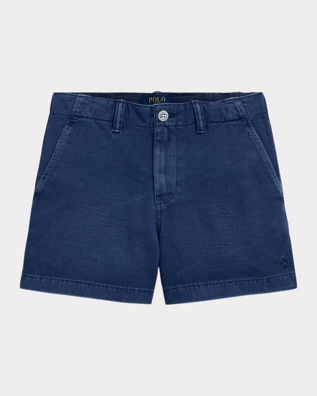 Boy's Chino Embroidered Shorts, Size 7-14